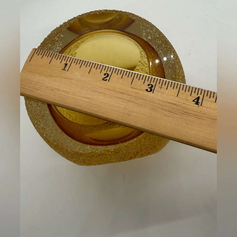 Fifth avenue glass amber frosted Tea‎ Light votive candle holder Geode